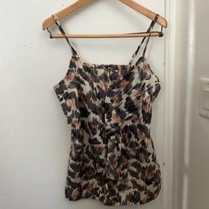 7 For All Mankind Animal Print ruffled silk blend cami